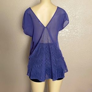 🌵 Love Squared Sheer Lace Back Short Sleeve Top